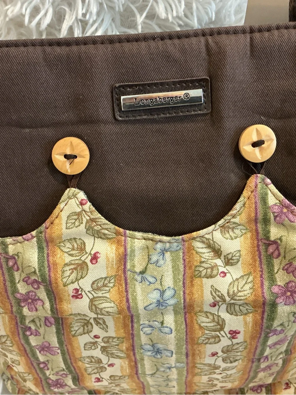 Longaberger Homestead 3-in-1 Tote NWT Reversible Floral Brown Shoulder Bag